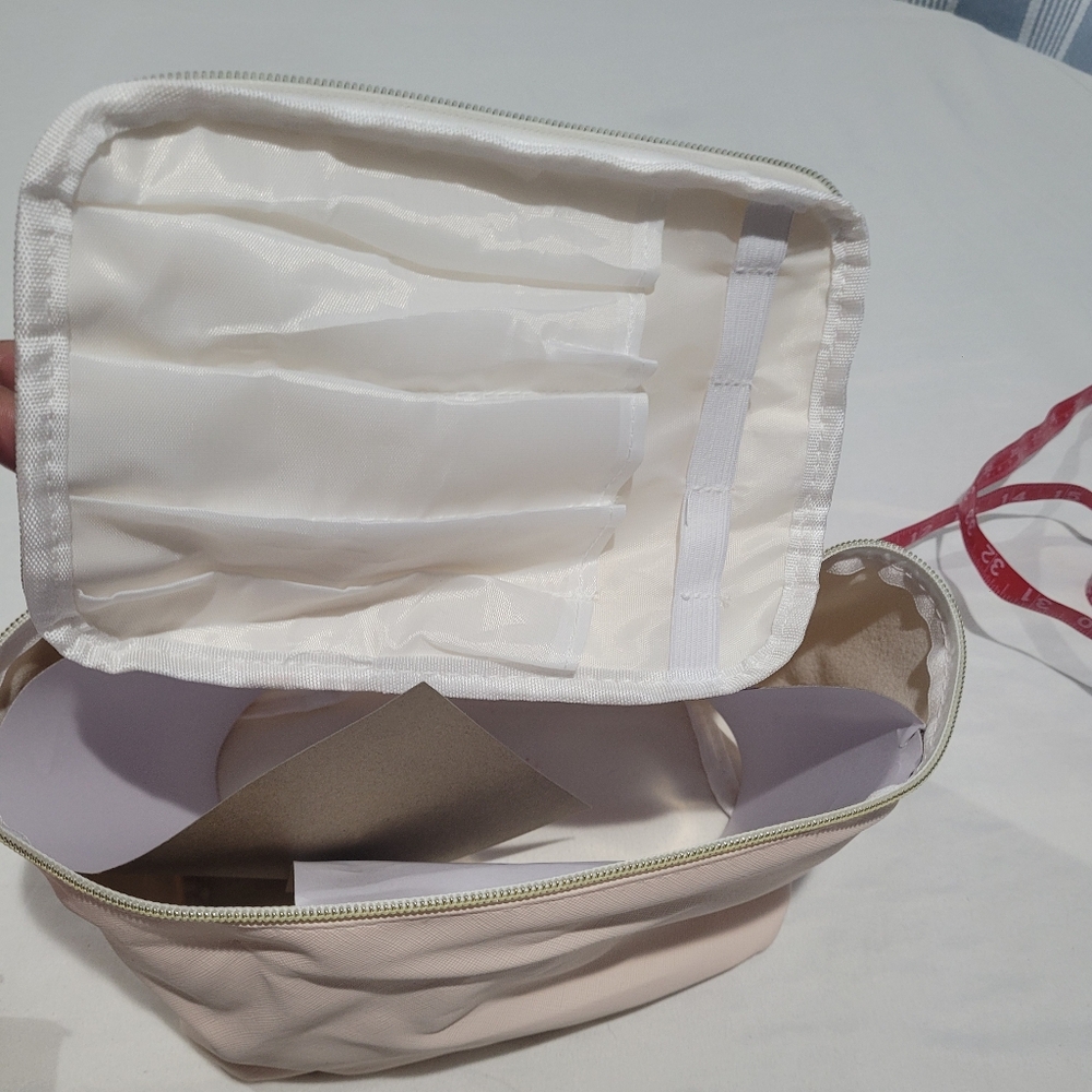 Pink Cosmetic Bag Travel Case Toiletries Carryall Overnight Brush Holder Pocket - Picture 9 of 13